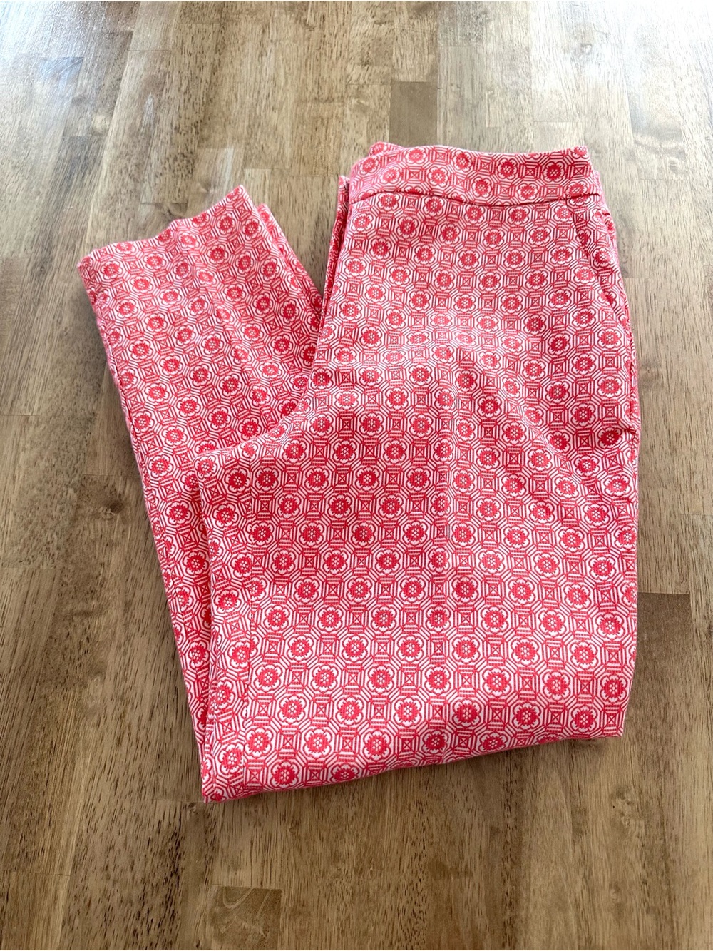 Talbots Pink Geometric Print Women’s Heritage Chinos